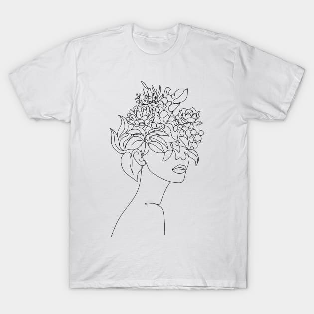 Plant Head Woman T-Shirt by OneLinePrint